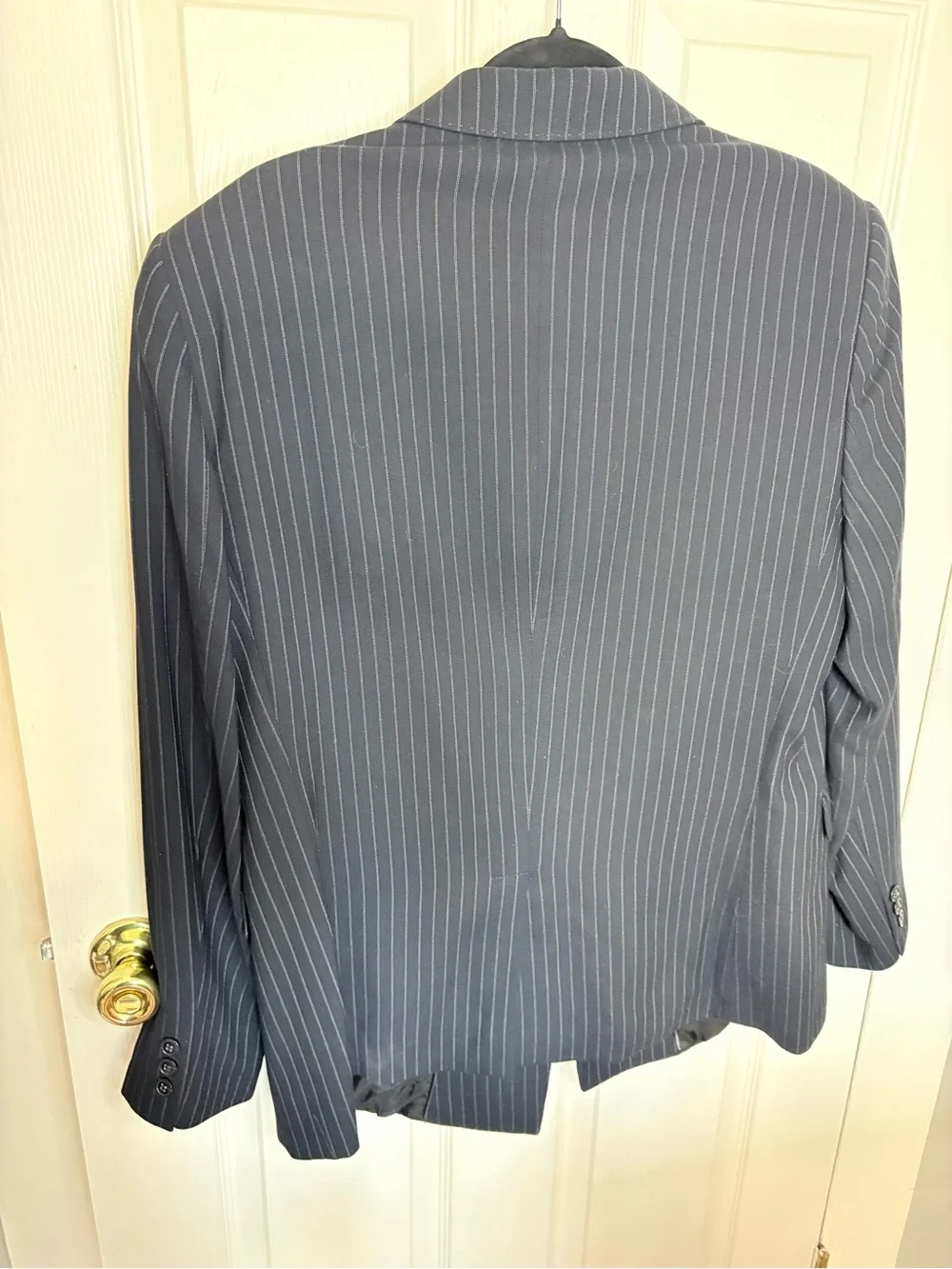 Vintage 1990s Emporio Armani Green Line Double-Breasted Pinstripe Blazer